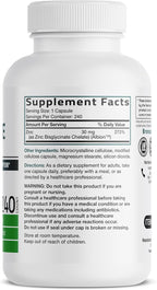 Bronson Zinc Glycinate 30mg Chelated Superior Absorption 100% Chelated Formula Non-GMO, 240 Vegetarian Capsules