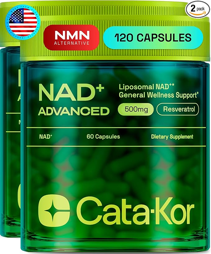 Liposomal NAD Supplement with Resveratrol – NMN Supplement Alternative – 60-Day Supply – Third-Party Tested – 120 Capsules – Advanced NAD+ Resveratrol - Pack of 2