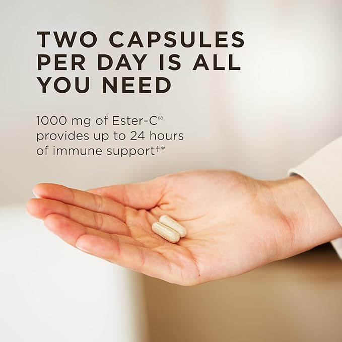 Solgar Ester-C Plus 500 mg Vitamin C (Ascorbate Complex), 100 Vegetable Capsules - Gentle & Non Acidic - Antioxidant & Immune Support - Non GMO, Vegan, Gluten-Free, Kosher - 100 Servings