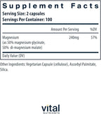 Vital Nutrients Magnesium Glycinate + Malate - 120mg Vegan Magnesium Supplement for Women and Men - Muscle, Heart, Bone Support* - Promotes Relaxation - Gluten, Dairy and Soy Free - 200 Capsules