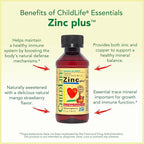 CHILDLIFE ESSENTIALS Liquid Zinc Plus for Kids & Toddler - Liquid Supplement Drops, Zinc Gluconate & Copper for Immune Support - Mango Strawberry, 4 Fl Oz (Pack of 3)