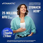 Vitamatic Clostridium butyricum 25 Million - Gut Health - 60 DR Capsules (Delayed Released) - Made with Prebiotic Inulin Fiber