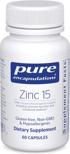 Pure Encapsulations Zinc 15 mg - Zinc Picolinate Supplement for Immune System Support, Growth & Development - for Wound Healing - 60 Capsules