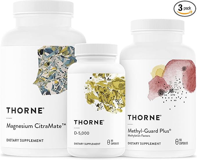 THORNE - Essential Wellness Trio - Methylation Support + Magnesium CitraMate + Vitamin D-5000-60 Servings