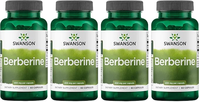 Swanson Berberine HCl Cardiovascular and Metabolic Health Supplement for Health-Conscious Adults - Non-GMO, Vegan, Gluten-Free (60 Vegan Capsules, 400 mg Each, 4 Pack)