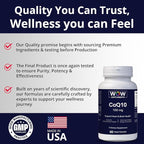 WOW Supplements CoQ10 100 mg with Hawthorn Berry - High Absorption CoQ10 100mg for Energy Production, Heart and Cellular Health - Non-GMO, Gluten-Free Coenzyme Q10 100mg Supplement - 90 Capsules
