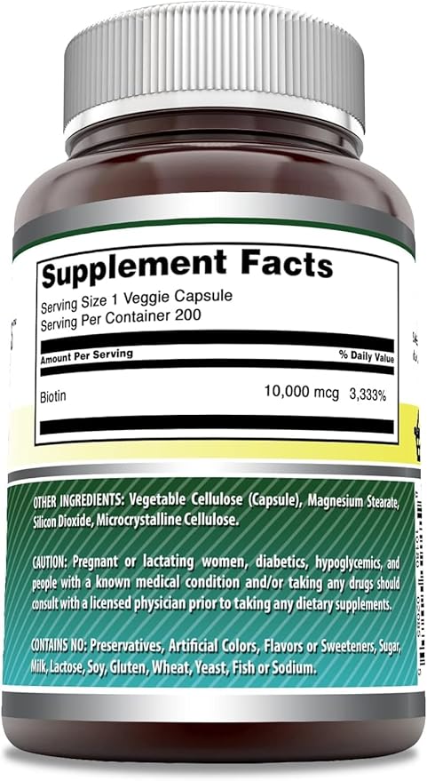 Amazing Formulas Biotin 10000 Mcg Vegetarian Capsules | Vitamin B7 Supplement | Non-GMO | Gluten-Free | Made in USA (200 Count | 2 Pack)