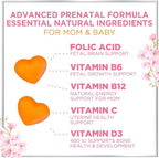 Prenatal Vitamins for Women – Complete Pregnancy Multivitamin - Folic Acid, Omega 3 DHA, Choline, Vitamin D – Essential Support for Mom's & Baby Brain Development - Tasty Orange Flavor - 120 Gummies