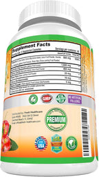 Fresh Healthcare Whole Food Vitamin C 500mg - Natural Supplement from Rose Hips, Acerola Cherry & Camu Camu - with Citrus Bioflavonoids for Immune Support - 120 Vegan Capsules