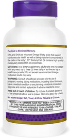 21st Century Fish Oil 1000 mg Softgels, (300 Count), Molecularly Distilled, Omega 3 Supplement with EPA & DHA, Purified to Eliminate Mercury, Supports Cardiovascular Health, Gluten Free & Non-GMO