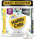 Nuton Happy Cells - NMN Supplement with Bioperine for Healthy Aging & Cellular Repair - NAD+ Supplement - Protects DNA, Promotes Skin Health & Brain Function - Vegan - Non-GMO Formula - 30 Capsules