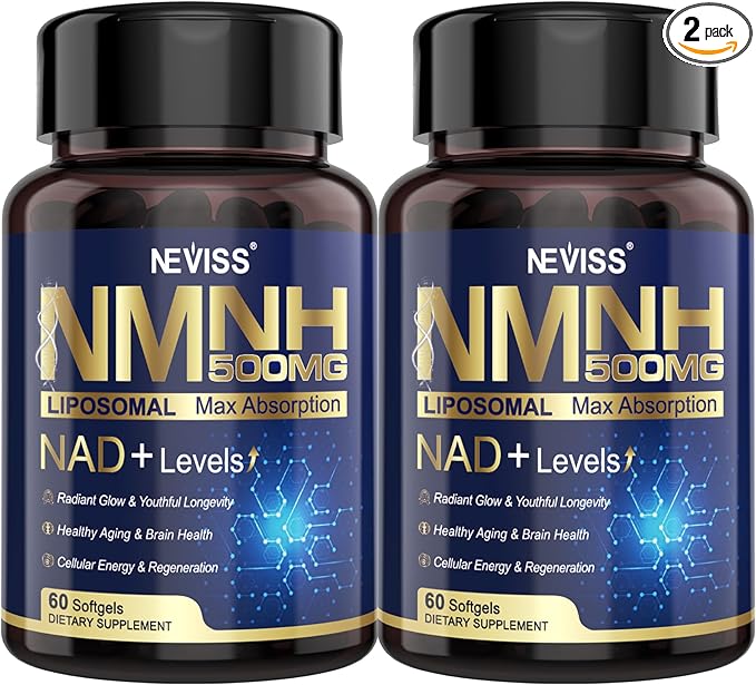 2Pack NAD+ Supplement, Next-Gen NMNH Liposomal 500mg, NR NMN Supplement Alternative, High Absorption NAD+ with Curcumin, Niacinamide for Cellular Energy, DNA Repair, Healthy Aging, 120 Softgels