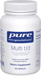Pure Encapsulations Multi T/D - Multivitamin & Mineral Supplement - for Daily Wellness, Cardiovascular & Immune Health* - Rich in Vitamins & Minerals - Gluten Free & Vegetarian - 60 Capsules
