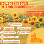 duwhot Vitamin D2 Gummies 2000 IU, Plant-Based Vitamin D Supplement from Whole Mushroom, for Bone, Muscle & Immune Support, Daily Sunshine Supply, Vegan, Non-GMO, Orange, 60 Chews