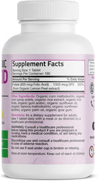 Bronson Organic Folic Acid (Vitamin B9 Folate) 800 mcg Folate from Lemon Peel, 180 Tablets