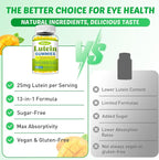 Lutein and Zeaxanthin Supplements Gummies with Astaxanthin & Bilberry Extract - Eye Vitamins with Omega-3, Vitamins A, C, E, D3 & Zinc for Vision Health - Sugar Free, Mango Flavor, 60 Count