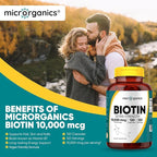 Biotin 10,000 mcg Extra Strength – Supports Hair, Skin & Nail Health, and Energy Metabolism – High Potency Vitamin B7 – 120 Vegan Capsules, 120 Servings