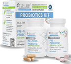 StellaLife Probiotics Oral & Gut Prebiotics Post Probiotics Kit: 44.5B CFU, 11 Oral & 6 Gut Spore strains for Digestive & Dental Health, Bad Breath Treatment, Tongue Hygiene, Strawberry Flavor, 60-day