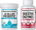 Physician's CHOICE Advanced Gut Health Bundle: 60 Billion Probiotics 30ct + Digestive Enzymes 60ct for Digestive, Gut, and Immune Health Supports Occasional Constipation, Diarrhea, Gas, and Bloating