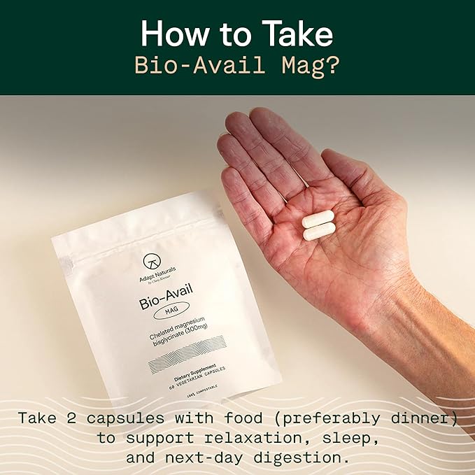 Adapt Naturals Magnesium Glycinate Supplement, Bioavailable High Absorption Pure Magnesium Chelate Complex, Supports Gut Health, Sleep, Relaxation, Bone and Muscles - 30 Days Supply