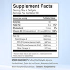 5X Ultimate Strength Omega 3 Fish Oil Supplements with High DHA and EPA Omega 3 Fatty Acids, Fish Oil Supplement with Vitamin D and No Fishy Aftertaste, 120 Softgels