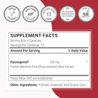 Supersmart - Pycnogenol 200mg per Day (Patented & Highly Bioavailable) - French Maritime Pine Bark Extract | Non-GMO & Gluten Free - 60 Vegetarian Capsules