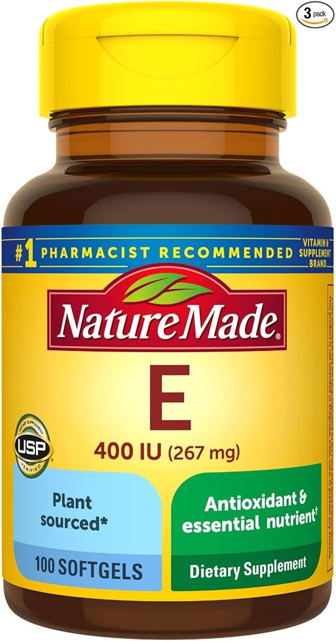 Nature Made Plant Sourced Vitamin E 267 mg (400 IU) d-Alpha Softgels, 100 Count for Antioxidant Support (Pack of 3)