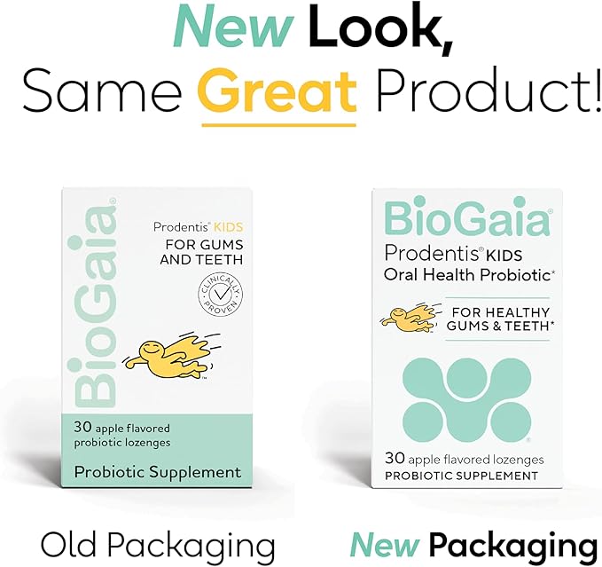 BioGaia Prodentis Kids | Dental Probiotics for Teeth and Gums | Promotes Good Oral Health & Gut Health Too | Oral Probiotics | 30 Apple-Flavored Lozenges | 1-Pack