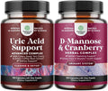 Bundle of Uric Acid Cleanse and Detox Capsules - Turmeric, Tart Cherry & Celery Seed Supplement for Men and Women and D Mannose with Cranberry Supplement - Potent D Mannose 1000mg Capsules for Kidney