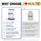NMN 500MG Per Capsule – High Purity 99.9% NMN, NAD+ Support for Cellular Energy & Healthy Aging, 60 Capsules, Third-Party Tested, cGMP Made in USA