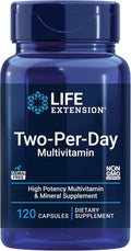 Life Extension Two-Per-Day Multivitamin, Vitamins B, C, D, zinc, Packed with Over 25 Vitamins, Minerals & extracts, Two-Month Supply, Non-GMO, Gluten-Free, 120 Capsules