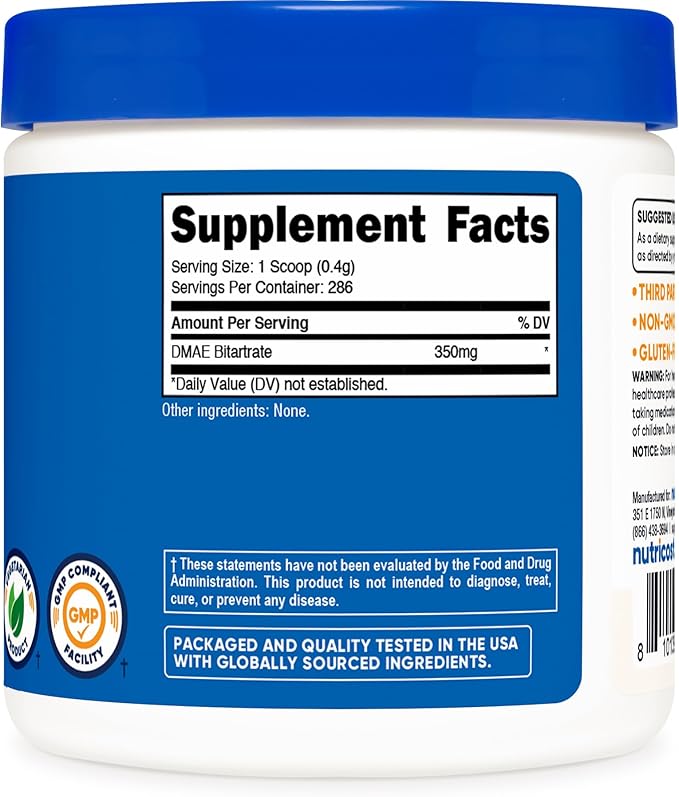 Nutricost Pure DMAE-Bitartrate Powder 100G (2 Bottles)