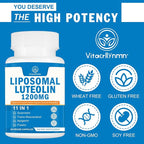 1200MG Liposomal Luteolin Supplement - Maximum Absorption, Antioxidant Boost for The Brain 120 Capsules