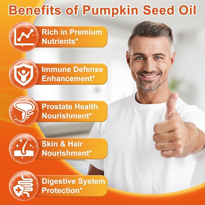Pumpkin Seed Oil with Saw Palmetto, 3500mg Max Strength per Serving, 300 Softgels, Cold-Pressed with Essential Fatty Acids & Phytosterols, Supports Immune, Hair, Bladder & Prostate Health