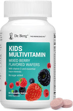 Dr. Berg Kids Chewable Multivitamins (NOT Sweetened w/Sugar) - Daily Multivitamin for Kids that Includes 20 Nutrients & Trace Mineral Complex - Mixed Berry Chewable Vitamins for Kid - Red Wafers