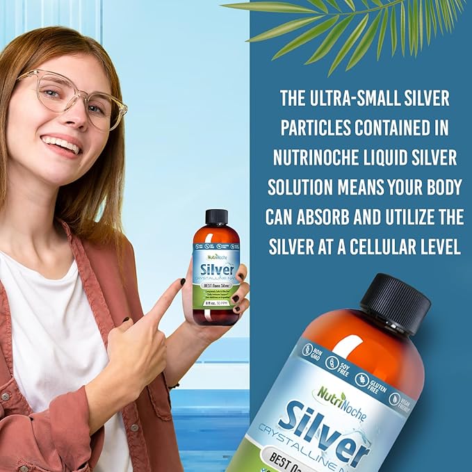 NutriNoche Colloidal Silver | 99.99% Ultra Pure Crystalline Nano Silver Particles