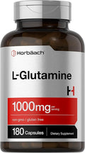 Horbaach L Glutamine Capsules 1000mg | 180 Powder Pills | Supplement for Women and Men | Pre Workout & Post Workout | Non-GMO & Gluten Free