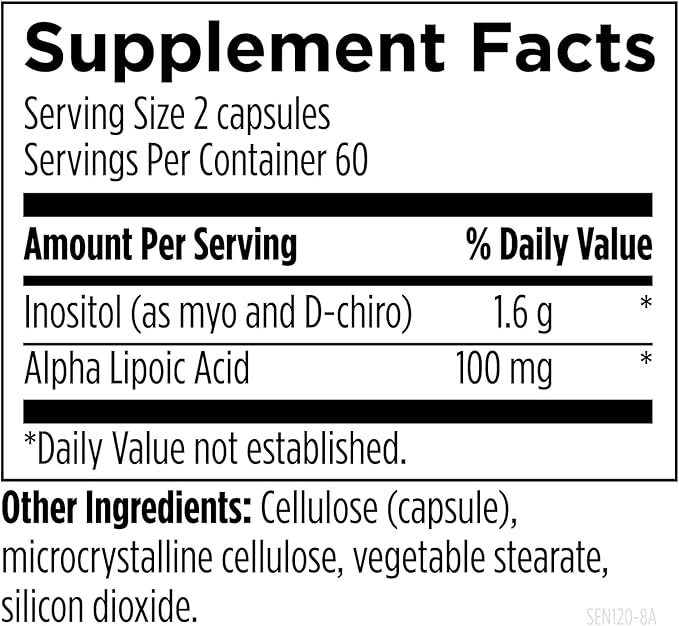 Designs for Health Inositol + ALA Capsules - Sensitol Myo-inositol (MI) + D-Chiro Inositol (DCI) with Alpha Lipoic Acid - Vegan, Non-GMO Supplement (120 Capsules)