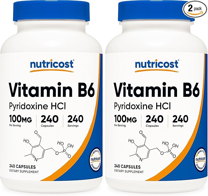 Nutricost Vitamin B6 (Pyridoxine HCl) 100mg, 240 Capsules (Pack of 2)
