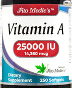 FITO MEDIC'S Lab - Vitamin a 25000 iu softgels - 250 Softgels- Ultra high Absorption, Healthy Skin & Eyes, Antioxidant Activity & Immune System Function.