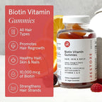 iRestore Biotin Gummies 10,000 mcg - 3 Natural Fruit Flavors, Hair Vitamins Multi Supplement for Hair Skin and Nails for Women & Men, 60 Vegan Gummies, 30 Day Supply