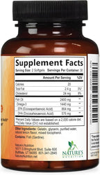 Omega 3 Fish Oil Supplements - 2400mg Fish Oil Per Serving - Triple Strength Omega-3 with EPA & DHA Fatty Acids - Natural Heart, Brain & Immune Support - Wild Caught, Bottled in USA - 60 Softgels