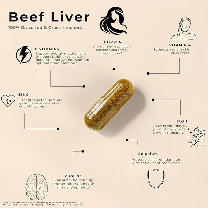Lonvera Grass Fed Beef Liver Capsules for Women and Men – 3000mg Freeze Dried Desiccated Organs – Nutrient Source for Joints, Bones, Hair, Skin, Nails & Daily Energy – 120 Pasture-Raised Capsules