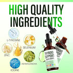 Thyroid Support Liquid Drops – Iodine Drops with Selenium, Zinc, L-Tyrosine & Ashwagandha – Supports Metabolism, Energy & Hormonal Balance for Women & Men