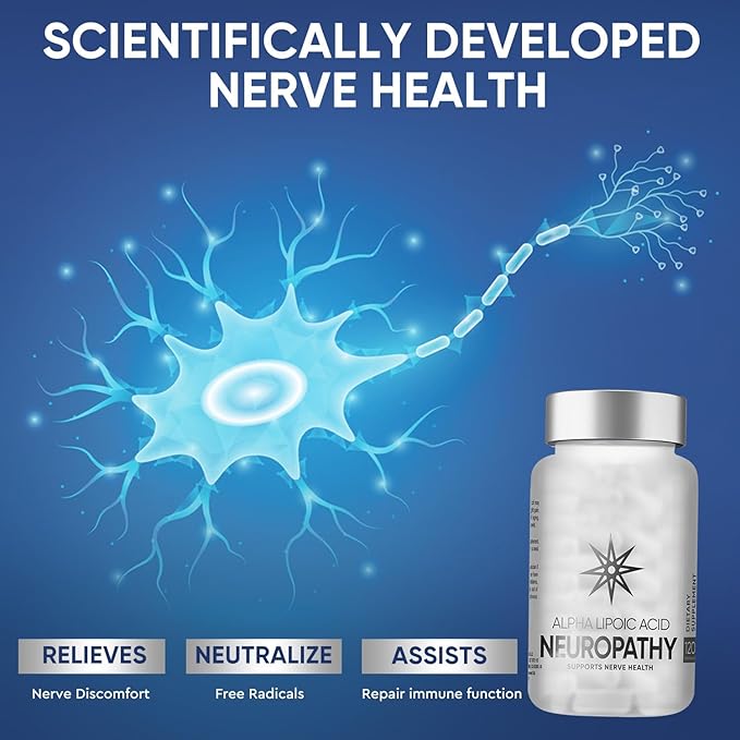 Nerve Savior Neuropathy Supplement with 600mg Alpha Lipoic Acid per Serving, 120 Capsules for Nerve Comfort in Hands, Fingers, Feet & Toes, 40-Day Supply, Vegan & Non-GMO