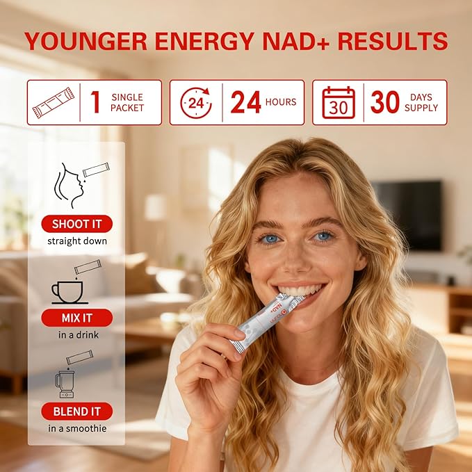 NAD Liquid Supplement 1500mg, Nicotinamide Riboside & Resveratrol with PQQ, NAD Supplement for Women & Men, Boosts Cellular Energy, Anti-Aging, Immune, Focus, 30 Packets