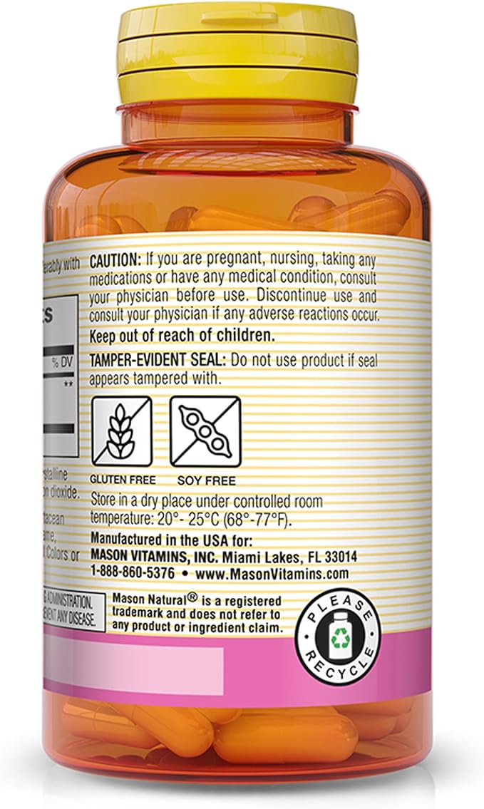 MASON NATURAL Hyaluronic Acid 100 mg - Healthier Hair, Strong Nails and Hydrated Skin, Anti Aging Formula, 30 Capsules