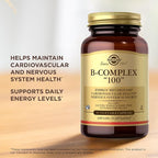 Solgar B-Complex "100", 50 Vegetable Capsules - Nervous System Support - Supports Energy Metabolism - Non-GMO, Vegan, Gluten Free, Dairy Free, Kosher - 50 Servings