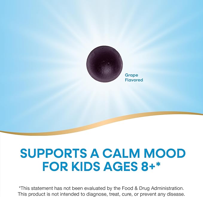 Nature's Way Kids Cool & Calm Gummies, Supports a Calm Mood in Kids Ages 8+*, Lemon Balm, Magnesium, Vitamin B6, L-Theanine, Grape Flavored, Vegetarian, 40 Count (Packaging May Vary)