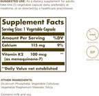Solgar Naturally Sourced Vitamin K2 (MK-7) 100 mcg - 50 Vegetable Capsules, Pack of 2 - Supports Bone Health - Whole Food Source from Natto Extract - Non-GMO, Gluten Free - 100 Total Servings